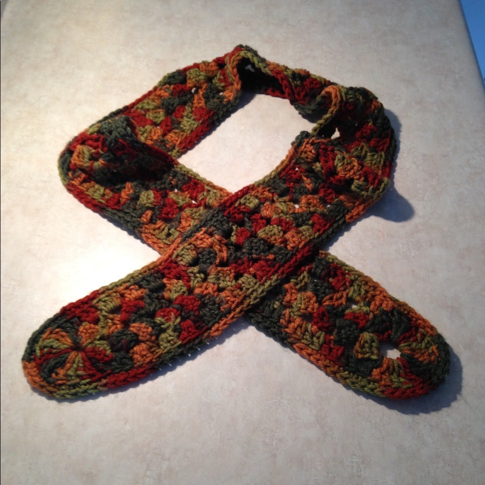 VINTAGE Crocheted Scarf Autumn Colors